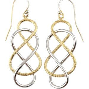 Estate Gold and white Gold Twisted Loop Earrings 14k